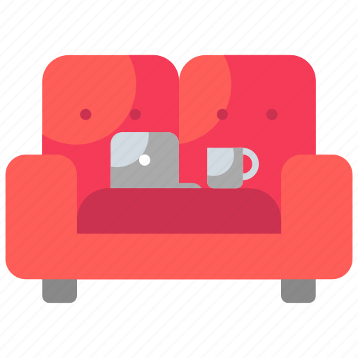 Coffee, couch, home office, laptop, work from home, working icon - Download on Iconfinder