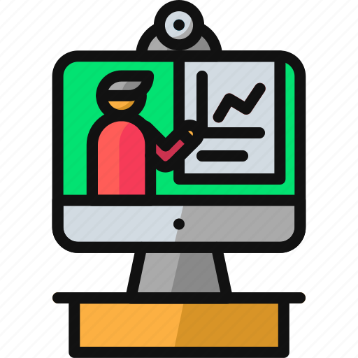Home office, online, online meeting, online presentation, presentation, work, work from home icon - Download on Iconfinder