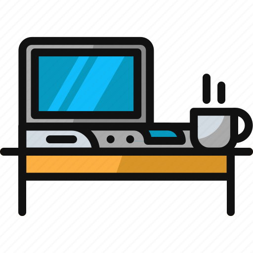 Coffee, desk, home office, laptop, work, work from home icon - Download on Iconfinder