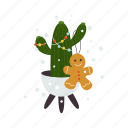 gingerbread, cactus, flat, icon, cacti, plant, houseplant, flower, decoration