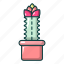 cactus, cartoon, christmas, floral, flower, hand, schlumbergera 