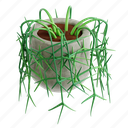 ripsalis, cactus, plant, nature, pot, botanical, 3d icon, 3d illustration, 3d render 