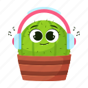 cactus, music, pot, audio, play, flower, nature, plant, sound