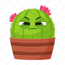 cactus, sad, angry, emoticon, flower, plant, nature, pot, emoji