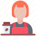 worker, woman, coffee, glass, cafe, drink, shop