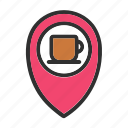 cafe, location, pin, map, gps, food, restaurant
