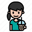 boba, bubble, tea, girl, drink, cold, taiwanese