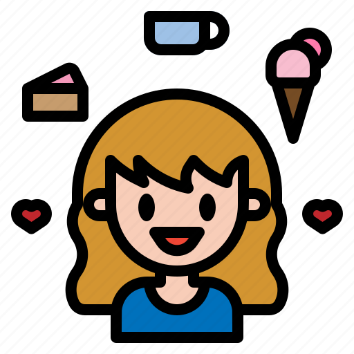 Cake, coffee, snacks, girl, dessert icon - Download on Iconfinder