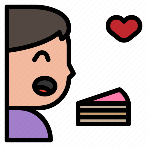 Sliced, cake, lover, boy, sweet, happy, eating icon - Download on Iconfinder