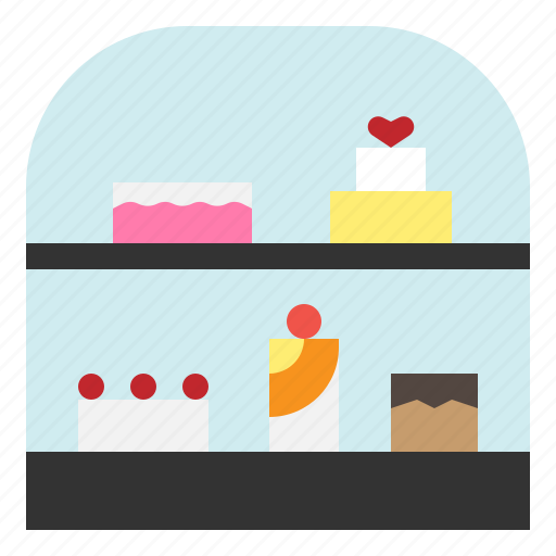 Cafe, store, counter, shelf, dessert, cake, display icon - Download on Iconfinder