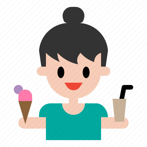 Coffee, drink, customer, woman, lifestyle, ice, cream icon - Download on Iconfinder