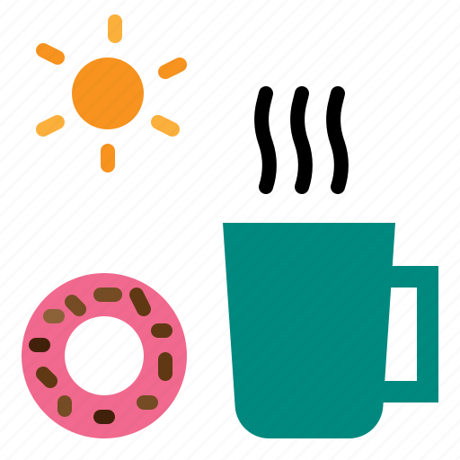 Coffee, hot, breakfast, donut, morning, drink, break icon - Download on Iconfinder