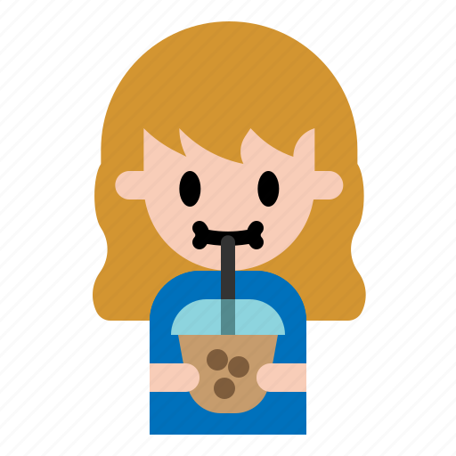 Happy, drinking, boba, tea, girl, cafe icon - Download on Iconfinder