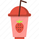 beverage, cafe, cup, drink, plastic, strawberry, sweet