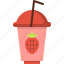 beverage, cafe, cup, drink, plastic, strawberry, sweet 
