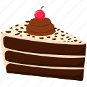 black, forest, cake, illustration, black forest, cake icon, cream, sweet, cherry