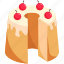 chiffon, cake, sweet, illustration, cream, dessert, food, cherry 