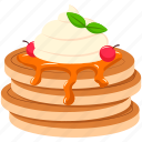 pancake, cake, dessert, ice cream, sweet, cream, food, cherry, illustration