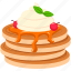 pancake, cake, dessert, ice cream, sweet, cream, food, cherry, illustration 