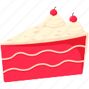 red, velvet, cake, food, sweet, red valvet icon, illustration, cherry, isolated