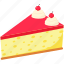 sponge, cream, cherry, food, dessert, sweet, cake, illustration 