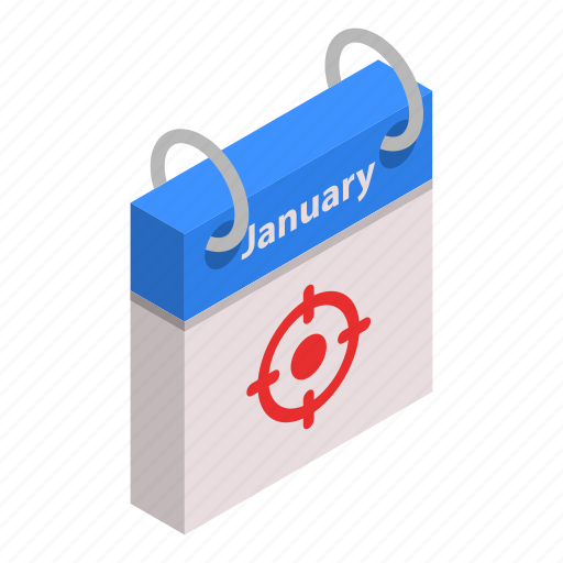 Abstract, calendar, cartoon, isometric, january, month, target icon - Download on Iconfinder