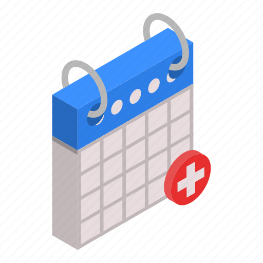 Aid, ambulance, calendar, cartoon, date, first, isometric icon - Download on Iconfinder