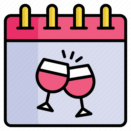 Party, cheers, wine, glass, festival, schedule, calendar icon - Download on Iconfinder