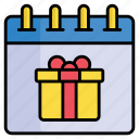 birthday, gift, hamper, box, present, schedule, calendar