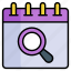 search, magnifier, event, holiday, magnifying, glass, calendar 