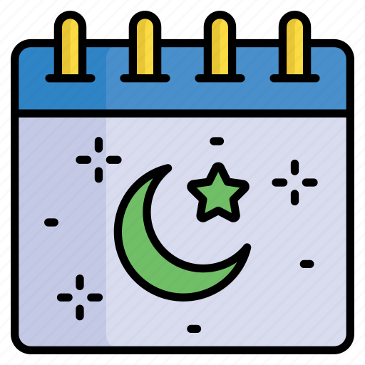 Ramadan, calendar, schedule, planner, reminder, moon, star icon - Download on Iconfinder