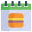 diet, calendar, planner, schedule, fitness, junkfood, burger 