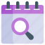 search, magnifier, event, holiday, magnifying, glass, calendar 