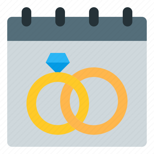 Calendar, ceremony, day, event, marriage, rings, wedding icon - Download on Iconfinder