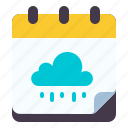 calendar, cloud, raining, weather, time, date, daily