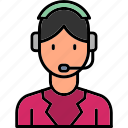 customer, service, agent, call, center, support, help, icon