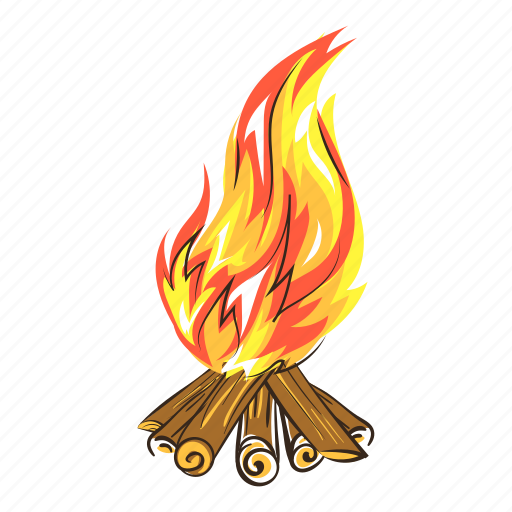 Beach, campfire, cartoon, cooking, logo, party, tree icon - Download on Iconfinder
