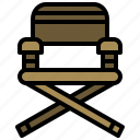 camping, chair, cinema, director, furniture, outline, seat