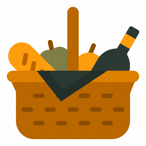 Basket, picnic, camping, bottle, holidays, food, drink icon - Download on Iconfinder
