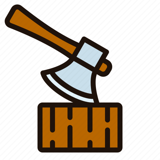 Axe, wood, woodcutter, bushcraft, camping, tent, rural icon - Download on Iconfinder