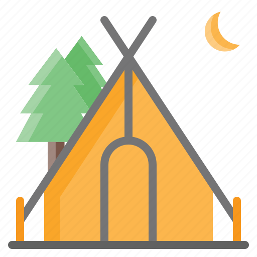 Tent, camping, outdoor, tree, travel, night, camp icon - Download on Iconfinder