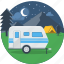 bus, moon, night, parking, stars, travel, van 