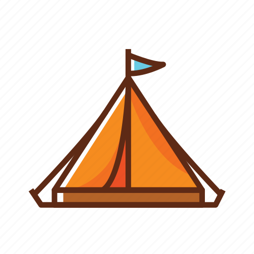 Brown, camping, flag, tent, triangle icon - Download on Iconfinder