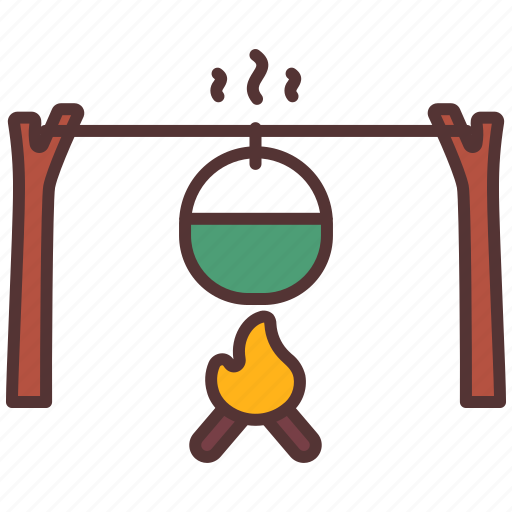 Camp, camping, cooking, fire, food, outdoor, pot icon - Download on Iconfinder