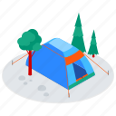 tent, forest, camping, site