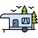 camping, trailer, caravan, journey, travel, camper