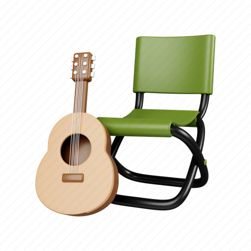 Chair, guitar, portable, camp, hiking, trekking, seat 3D illustration - Download on Iconfinder