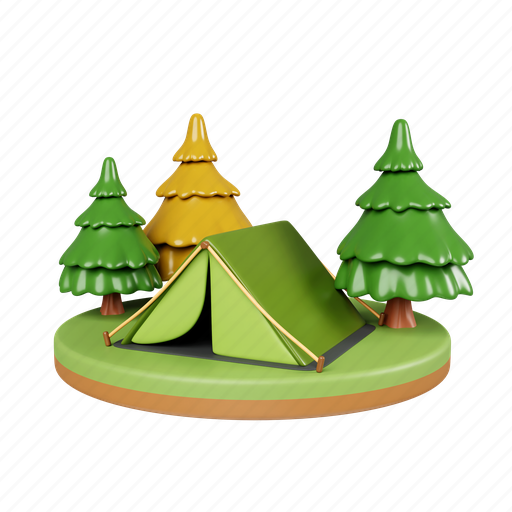 Camper, hiking, journey, adventure, vacation, tent, picnic 3D illustration - Download on Iconfinder