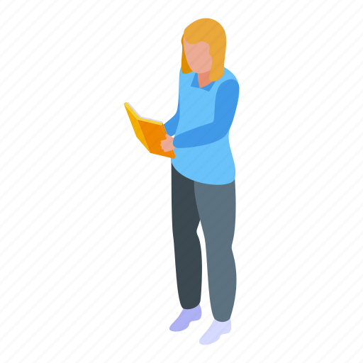 Campus, girl, student, isometric icon - Download on Iconfinder