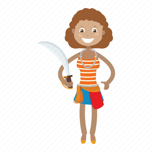 Cartoon, character, girl, islander, kid, pirate icon - Download on Iconfinder